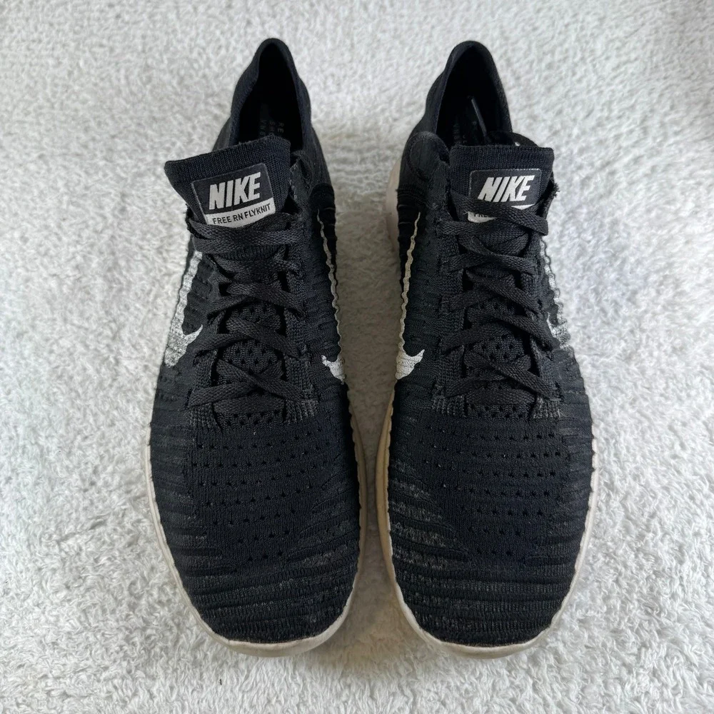 Nike Free RN Flyknit Shoes Mens Size 9.5 Black Running Sneakers 831069-001 Used